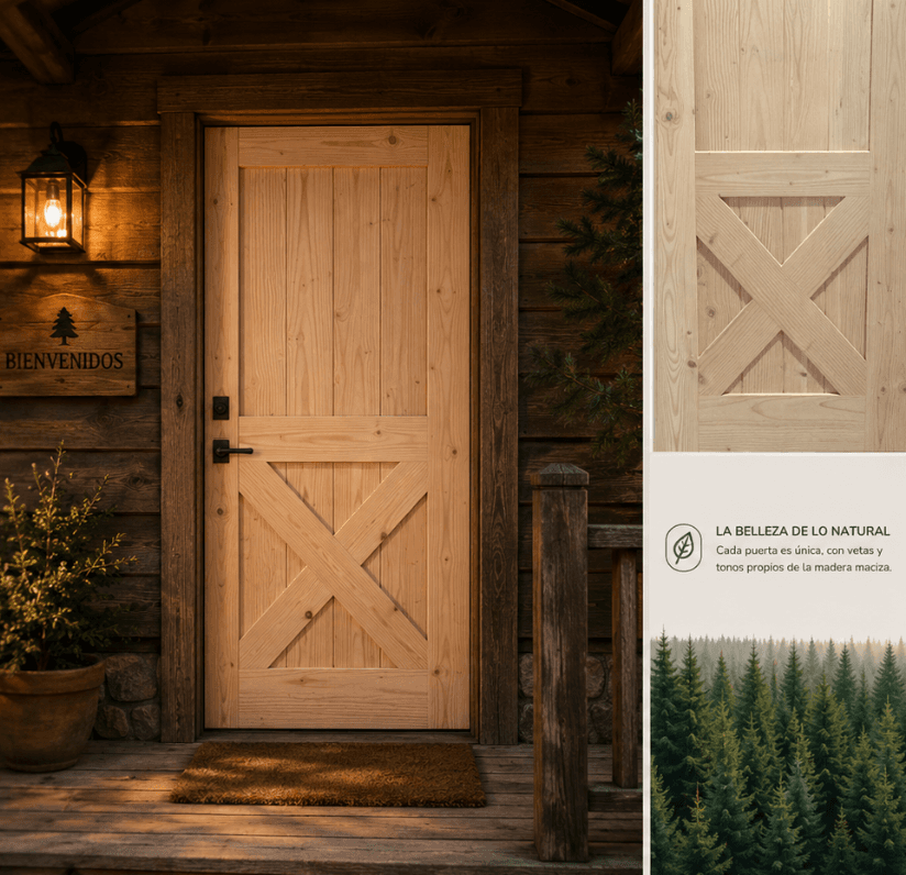 Puerta Neltume en madera natural