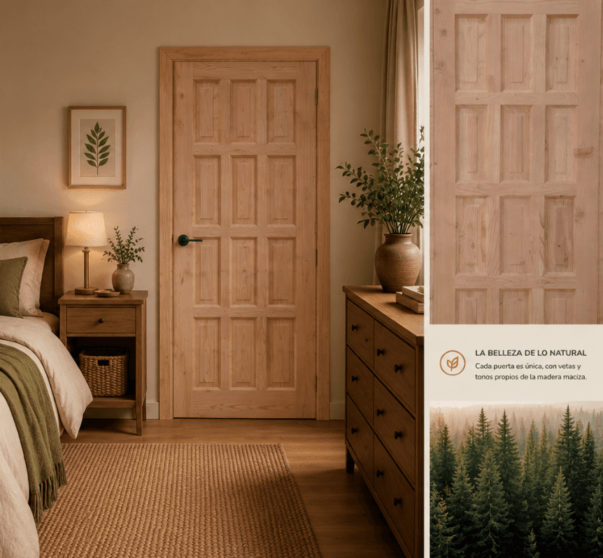 Puerta Pruñir en madera natural