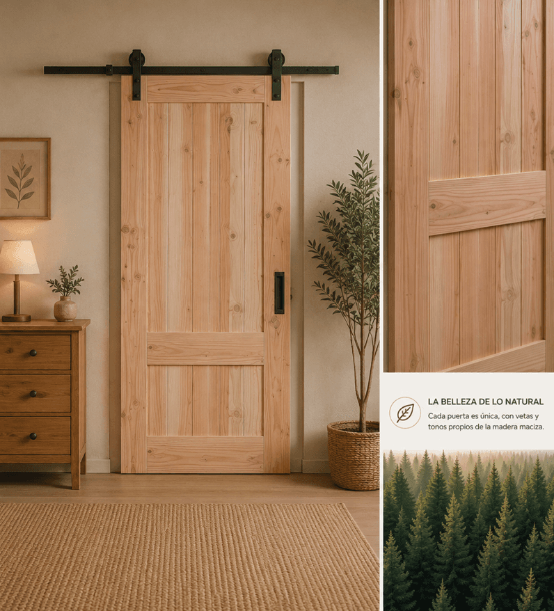 Puerta Futrono en madera natural